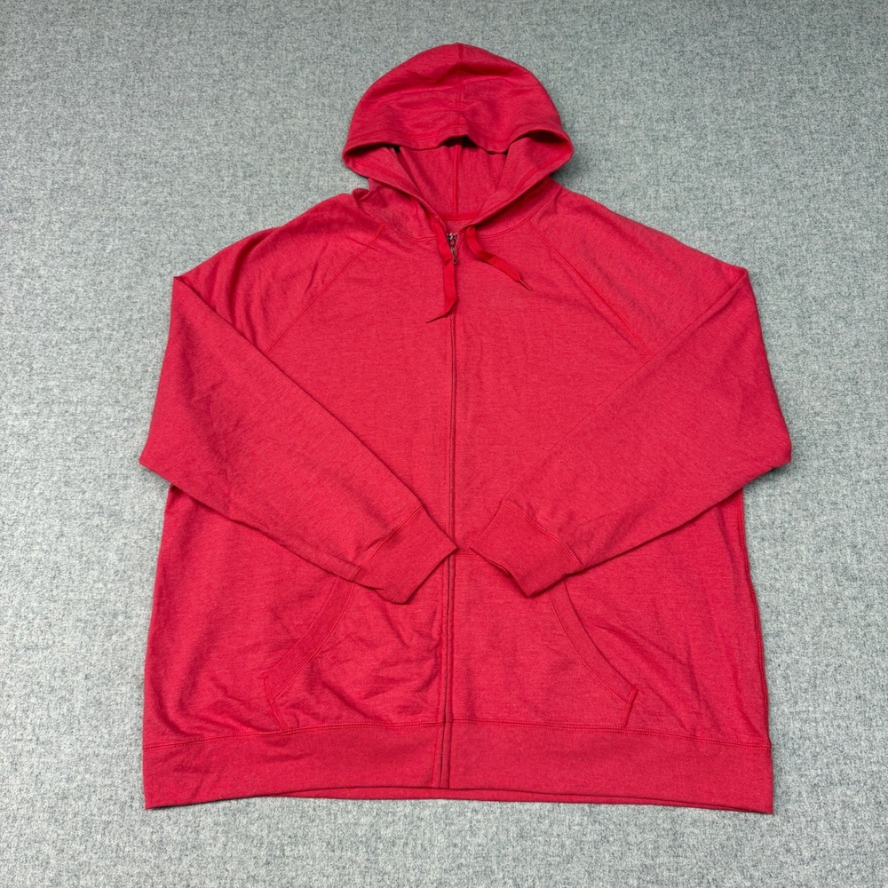 Just My Size Full Zip Hoodie 3X 22W-24W Red Heather Cotton Blend Fleece Jacket